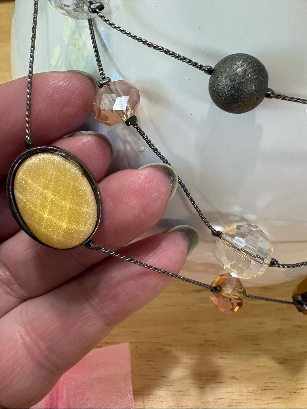 N231 Elegant Yellow Multi-Bead Women's Necklace